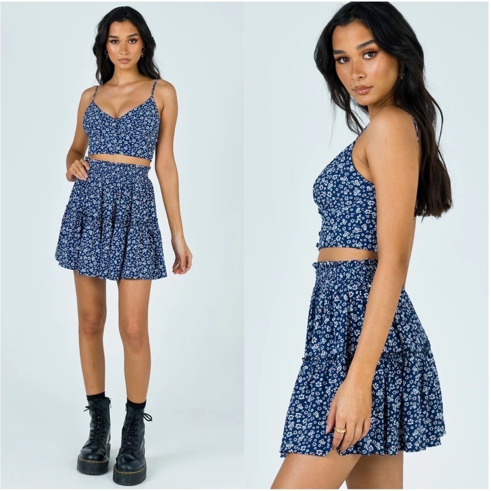 Princess Polly Blue Tiered Skater Mini